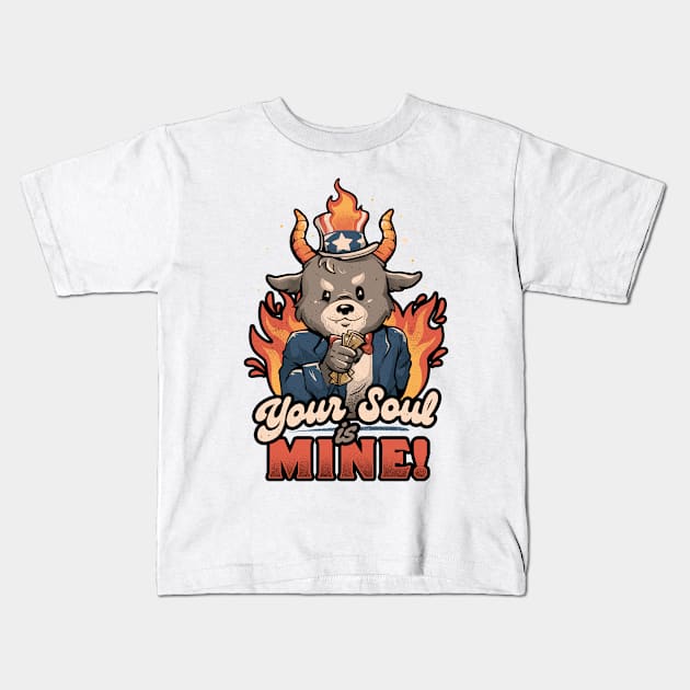 Your Soul is Mine - Funny Evil Cute Baphomet Goth Gift Kids T-Shirt by eduely